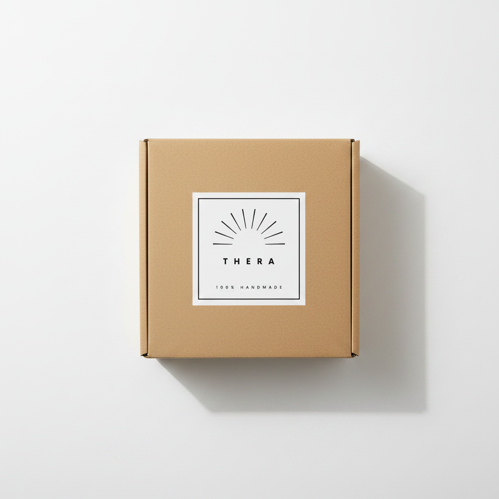 Caja Thera cerrada flat lay