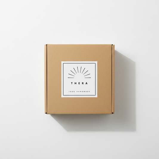 Caja Thera cerrada flat lay