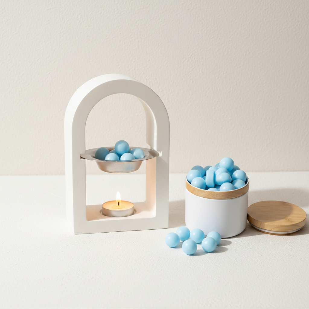 Quemador Arco con Wax Melts Baby y vela encendida